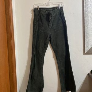 Olive Corduroy Flare Pants Size 6S